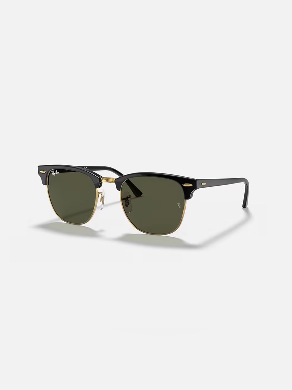Ray-Ban Clubmaster Style Sunglasses in Black and Gold with Green Lenses